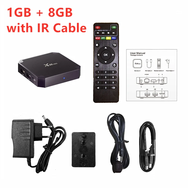 1G 8G IR Cable X96 Мини ТВ коробка Android 7,1 2 Гб 16 Гб Amlogic S905W четырехъядерный X96 мини роутер Android S905W 4K 2.4GH wifi 1 ГБ 8 ГБ X 96 мини - Цвет: 1G 8G IR Cable