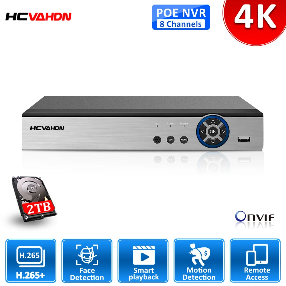

Nvr 8 Channel Poe CCTV Network Video Recorder Support Onvif Ip Camera Video Surveillance Recorder 4K Security Cameras Nvr H.265