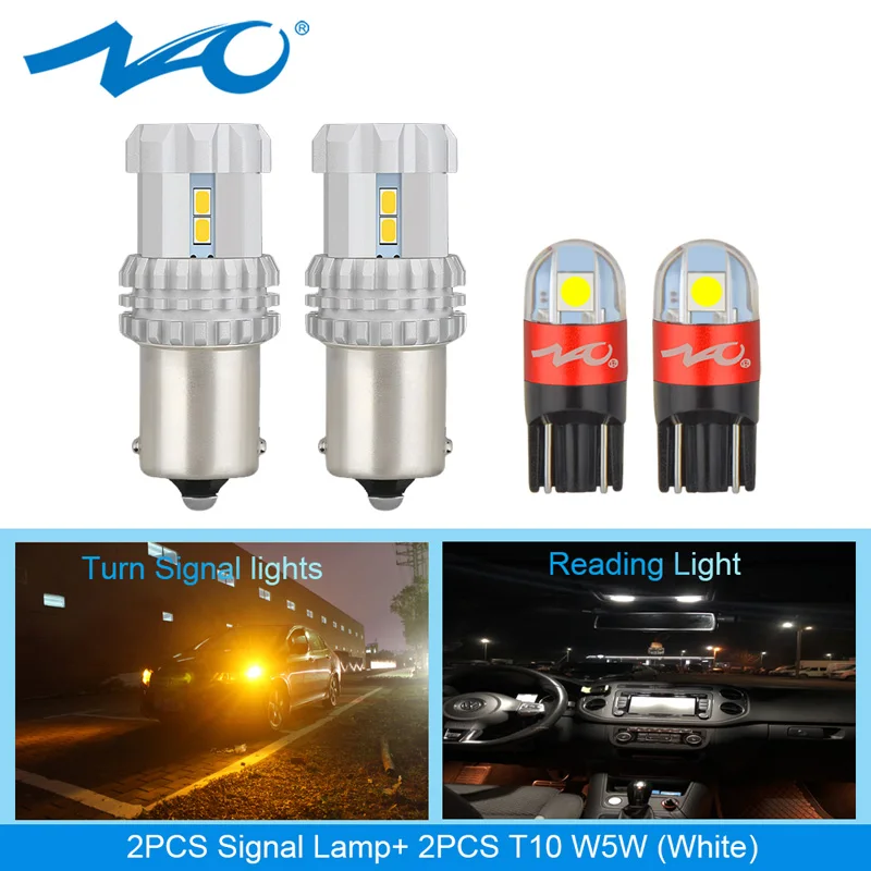 NAO P21W T20 7443 светодиодный светильник PY21W P21/5W W21/5W 1400Lm 1156 BA15S W21W 7440 задний 1157 BAY15D стоп