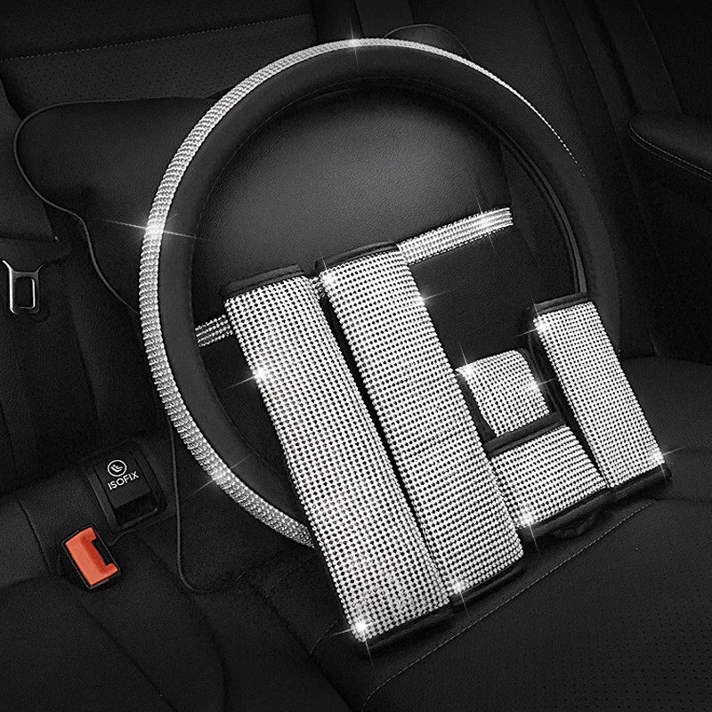 

Car Headrest Neck Waist Pillow Accessories Seat Neck Pillow Protection Crystal Auto Headrest Support Rest Travelling Wheel Cover