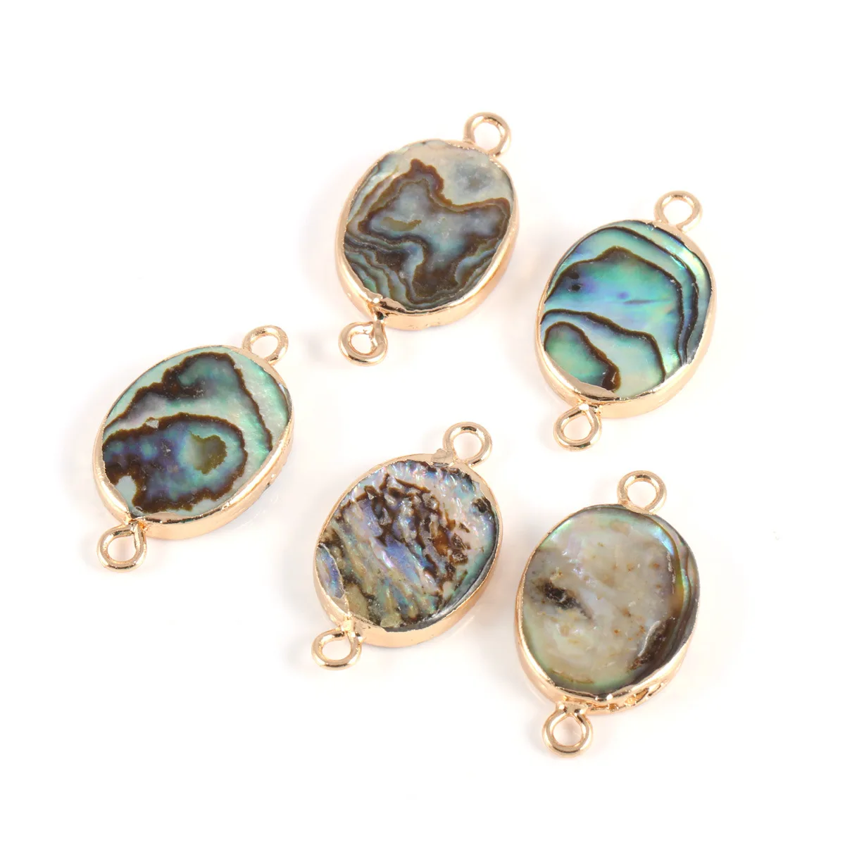 12x22 мм соединитель из натуральной ракушки и абалона с латунным покрытием
