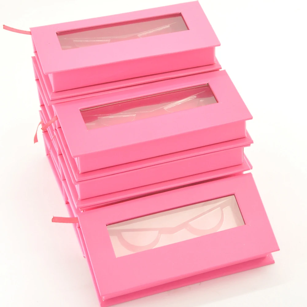 

New rectangle eyelash boxes wholesale 25mm mink lashes makeup case rose red faux cils eyelash packaging box vendor fast shipping