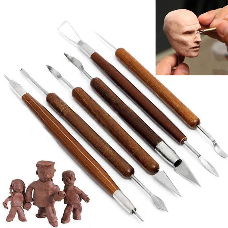 

Hot Sculpting Tool Pottery Tools Wood Handle Pottery Set Wax Carving Sculpt Smoothing Polymer craft tools