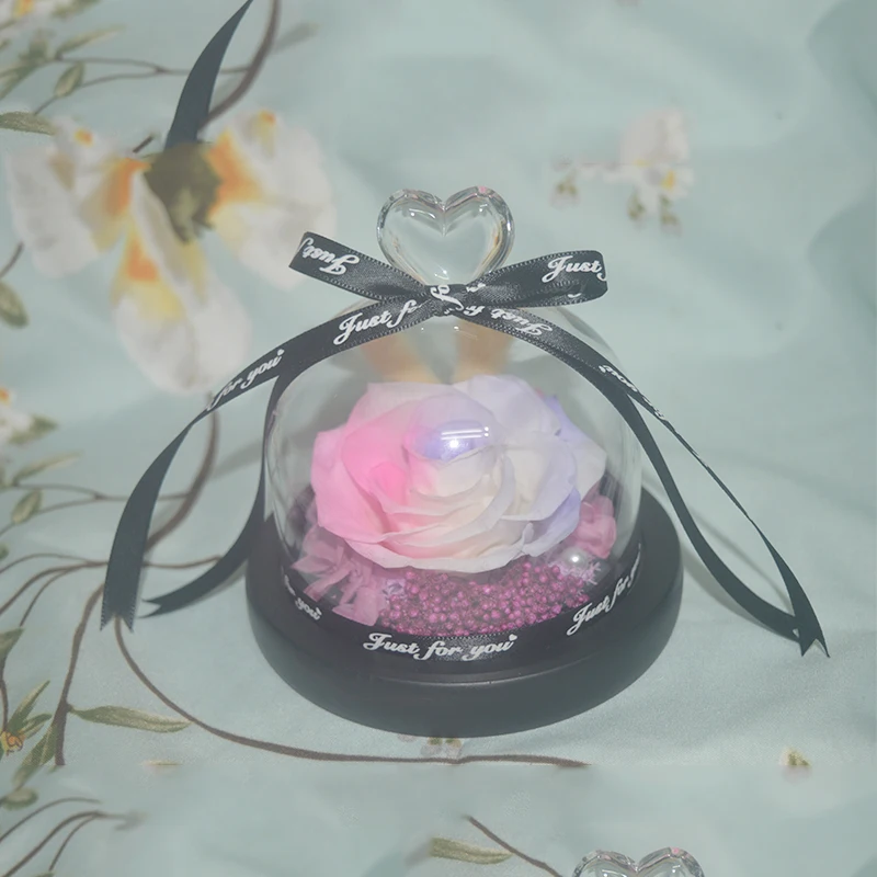 

New Valentine's Day Thanksgiving Wedding Gifts The Beauty And Beast Rose Birthday Present Real Roses in Glass Dome With Lamp