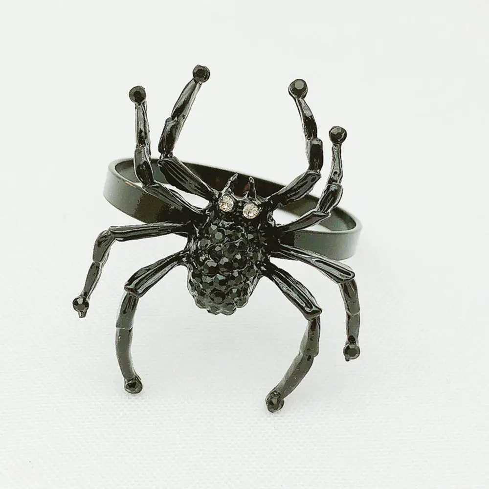 Halloween black spider napkin ring metal hotel holder suitable for banquet holiday party supplies | Дом и сад