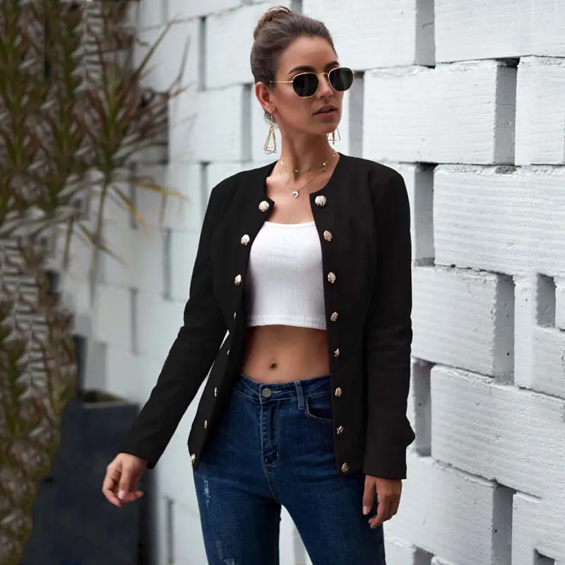 

2020 Autumn Double Breasted Blazer Women Ladies Blazer Button Jacket Female Long Sleeve Blazer For Women