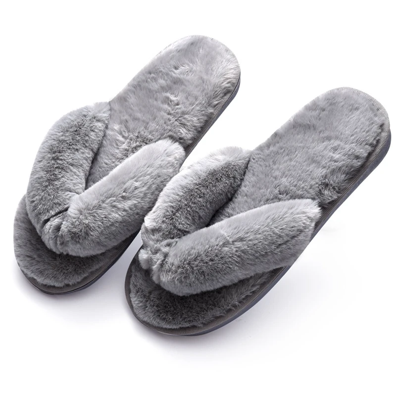 

Fashion Fur Women Home Slippers Autumn Winter Warm Flat Ladies Shoes Slip on Plush Women Flip Flops Slides