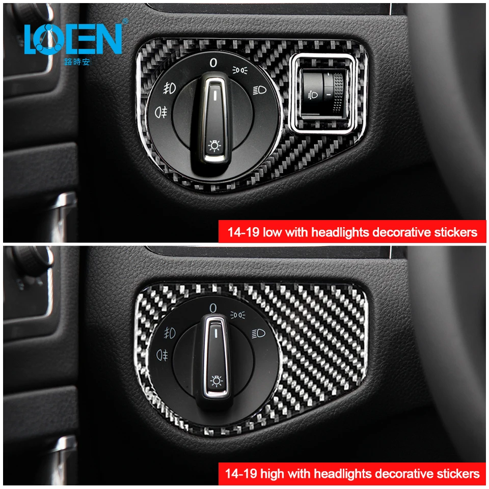 

For Volkswagen For Golf Carbon Fiber Headlight Switch Decorative Sticker Decor 2014-2019 Car Accessaries Car Styling