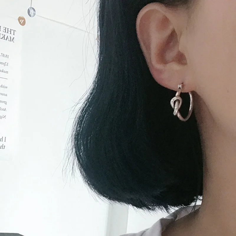 

Mewanry Knot Circle 925 Sterling Silver Hoop Earrings Trend Punk Rock Creative Vintage Party Jewelry Birthday Gifts Wholesale