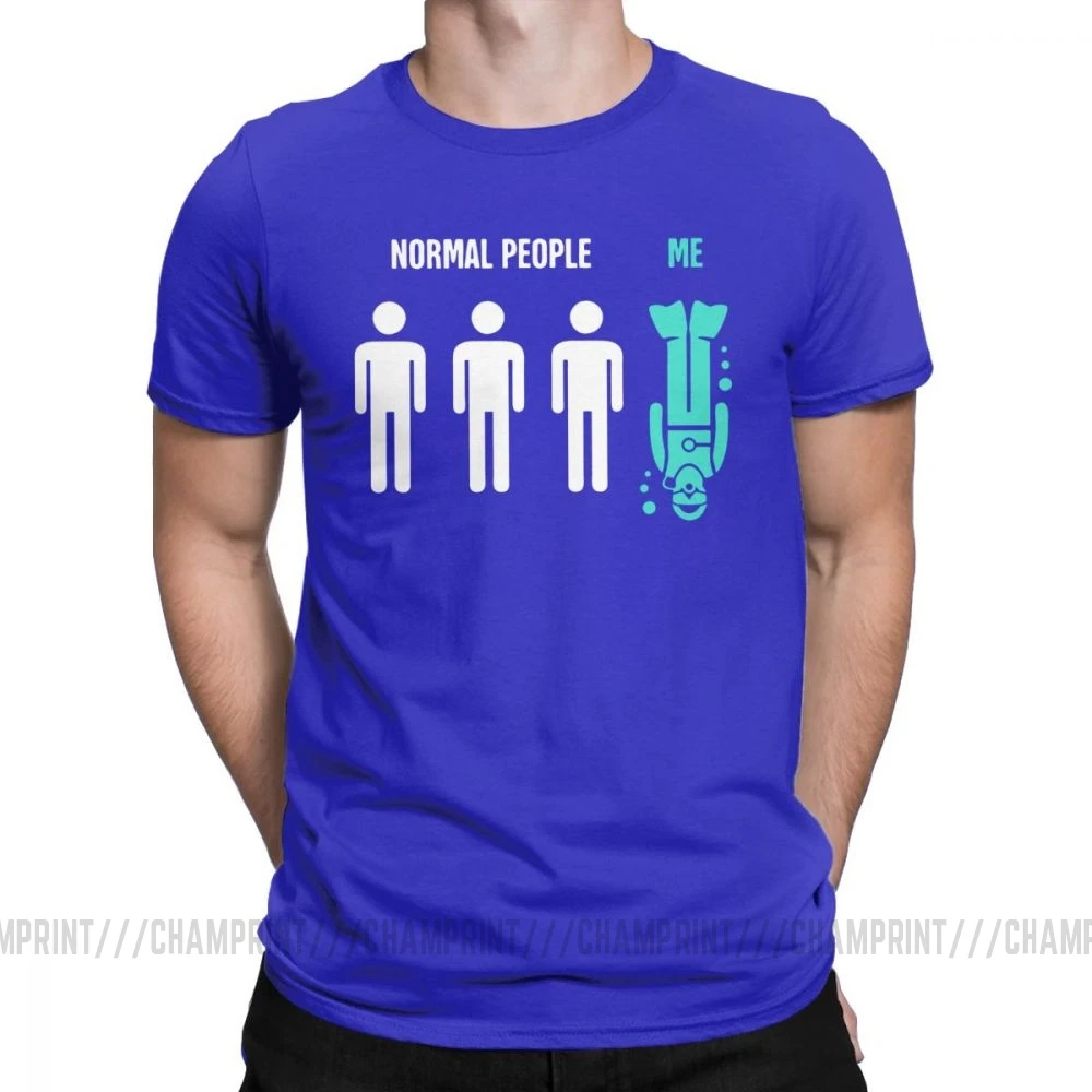 Мужские Забавные футболки для дайвинга с надписью Normal People Me, Спортивная футболка для дайвинга, дайвинга, подводного плавания, хлопковые топы, футболка с коротким рукавом - Цвет: Синий