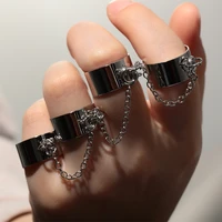 2020 new punk cool hip pop rings multi layer adjustable chain four fingers open silver alloy rotate rings for women party gift