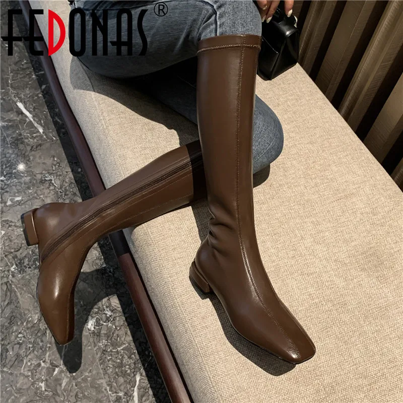 

FEDONAS Women Zipper Buckle Straps Booties Woman High Fall Winter Shoes Woman Winter Casual Basic Knee High Boots 2021