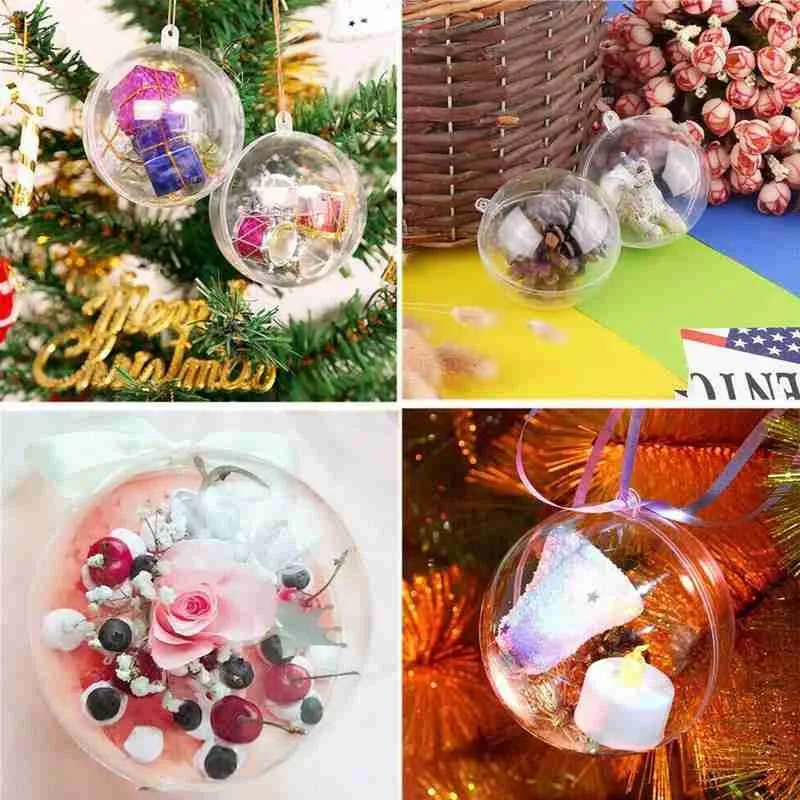 

5pcs Transparent Open Plastic Ball 5cm Clear Christmas Ball Christmas Xmas Party Decor Hanging Pendant Diy Gift Candy Favor