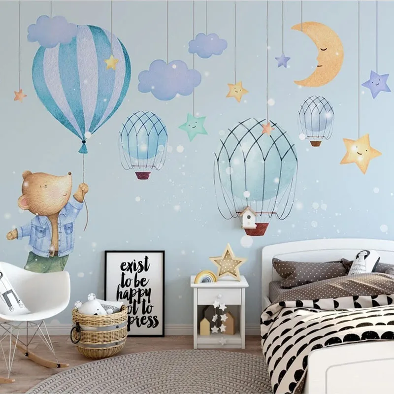

Custom Any Size Mural Wallpaper Nordic Hand Painted Children's Room 3D Fantasy Sky Balloon Bedroom Cartoon Background Wall Paper