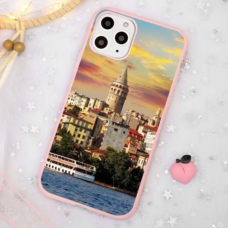 

Istanbul Sceneary Building Phone Case Candy Color Pink for iPhone 11 pro XS MAX 8 7 6 6S Plus X 5S SE 2020 XR