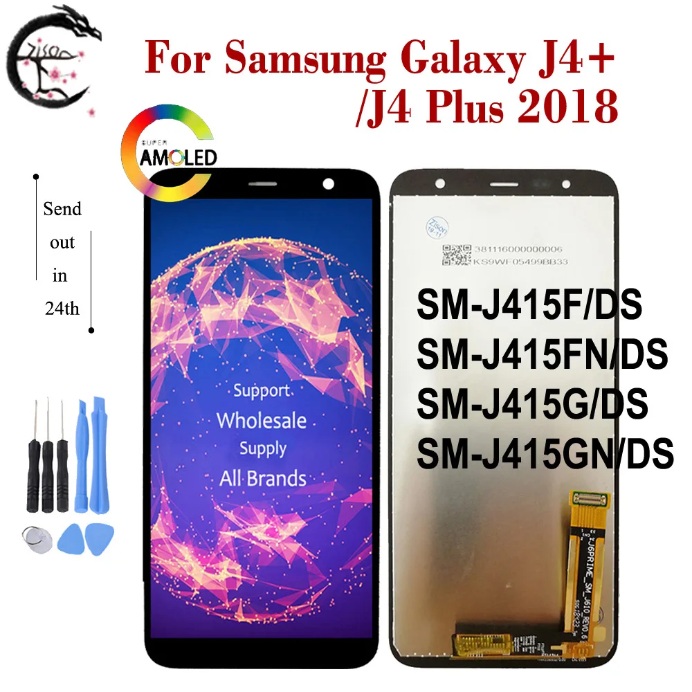 Дисплейный модуль Super AMOLED для Samsung Galaxy J4 Plus J4+ 2018 J415  SM-J415F J415FN дигитайзер сенсорного экрана в сборе