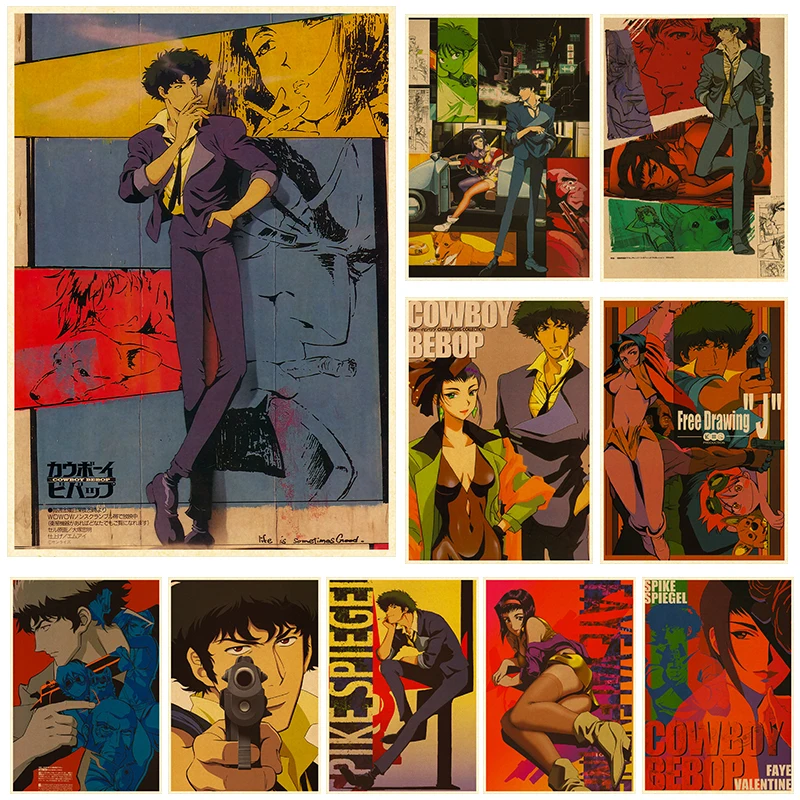 

Cowboy Bebop Poster Decor For Home Posters Wall Anime Room Wall Pictur Kraft Paper Retro And Prints Art Bar Gift 4K HD