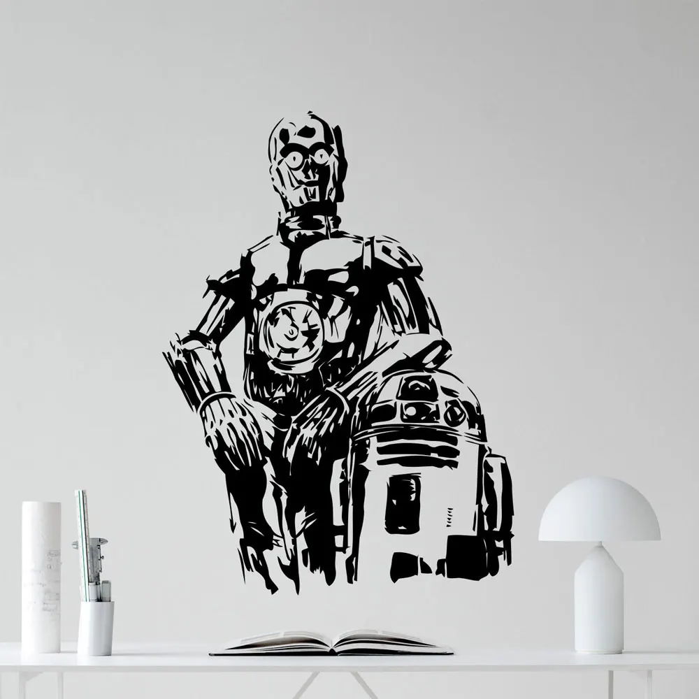 Star Wars Droids C-3PO R2-D2 Wall Sticker Vinyl Home Decor Interior Kids Room Design Decal Cartoon Removable Mural Boy Dorm A493 | Дом и сад