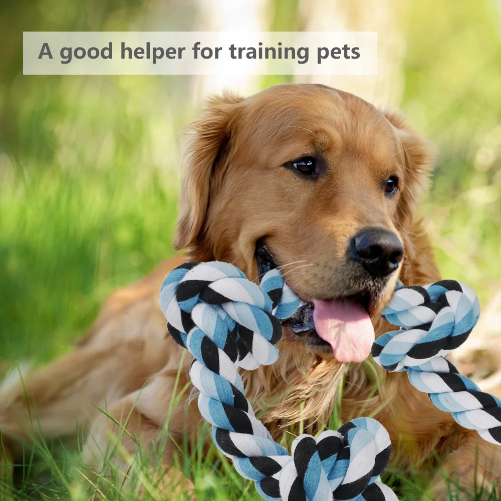 

5 Knots Pet Dog Puppy Double Cotton Chew knot toys pet supplies Clean teeth Durable Braided Bone Rope Pet molar toy