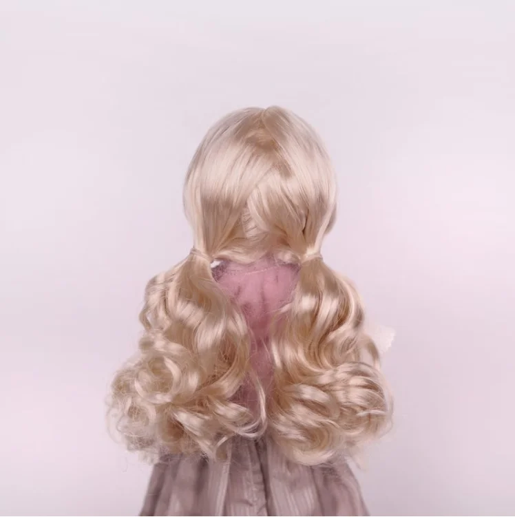 

BJD doll wig platinum blonde wavy hair imitation Mohair double pony tail wig suitable for 1/3 1/4 1/6 doll wig doll accessories