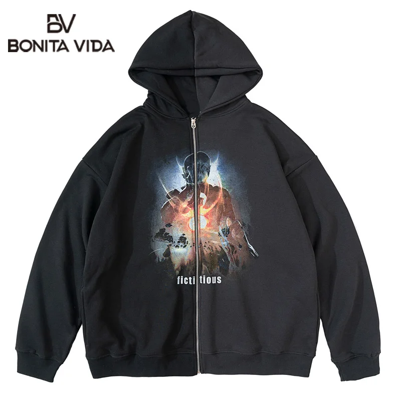 

Куртка мужская с капюшоном, на молнии, в стиле хип-хоп