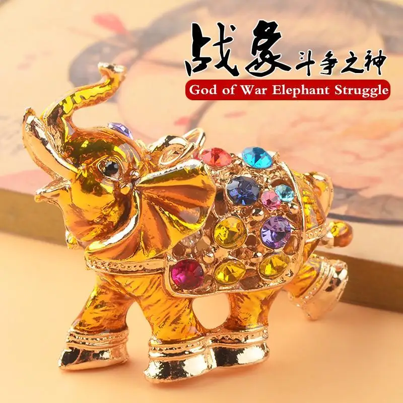 

New Hot Sell Oil Dripping Diamond War Elephant Three-Dimensional Elephant Car Key Pendant Lady Bag Accessories The Best Gift For