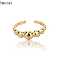 qeenkiss rg6200 fine jewelry%c2%a0wholesale%c2%a0fashion%c2%a0woman%c2%a0girl%c2%a0birthday%c2%a0wedding gift cool round beads 18kt gold white gold open ring