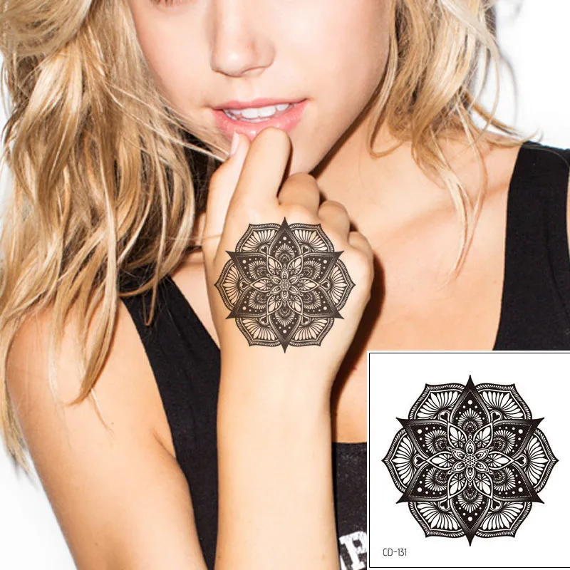 Искусственная черная хна индийский цветок сексуальная тату наклейка для женщин