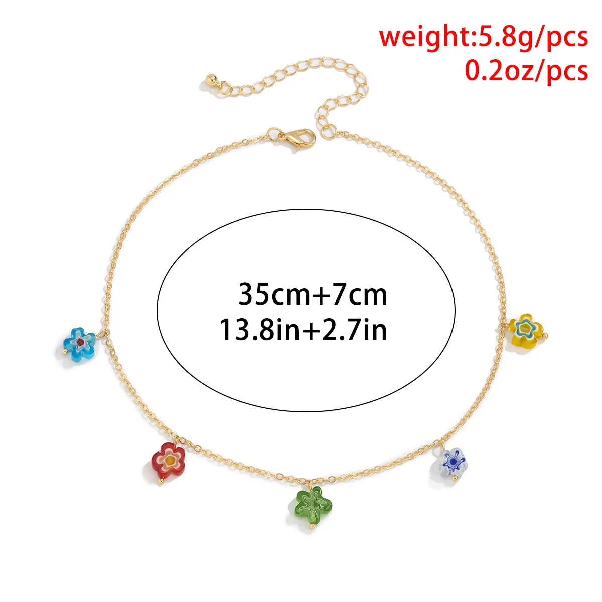 

Gold New Korea Lovely Daisy Flowers Colorful Beaded Charm Statement Short Choker Necklace for Women Girls Boho Vacation Jewelry