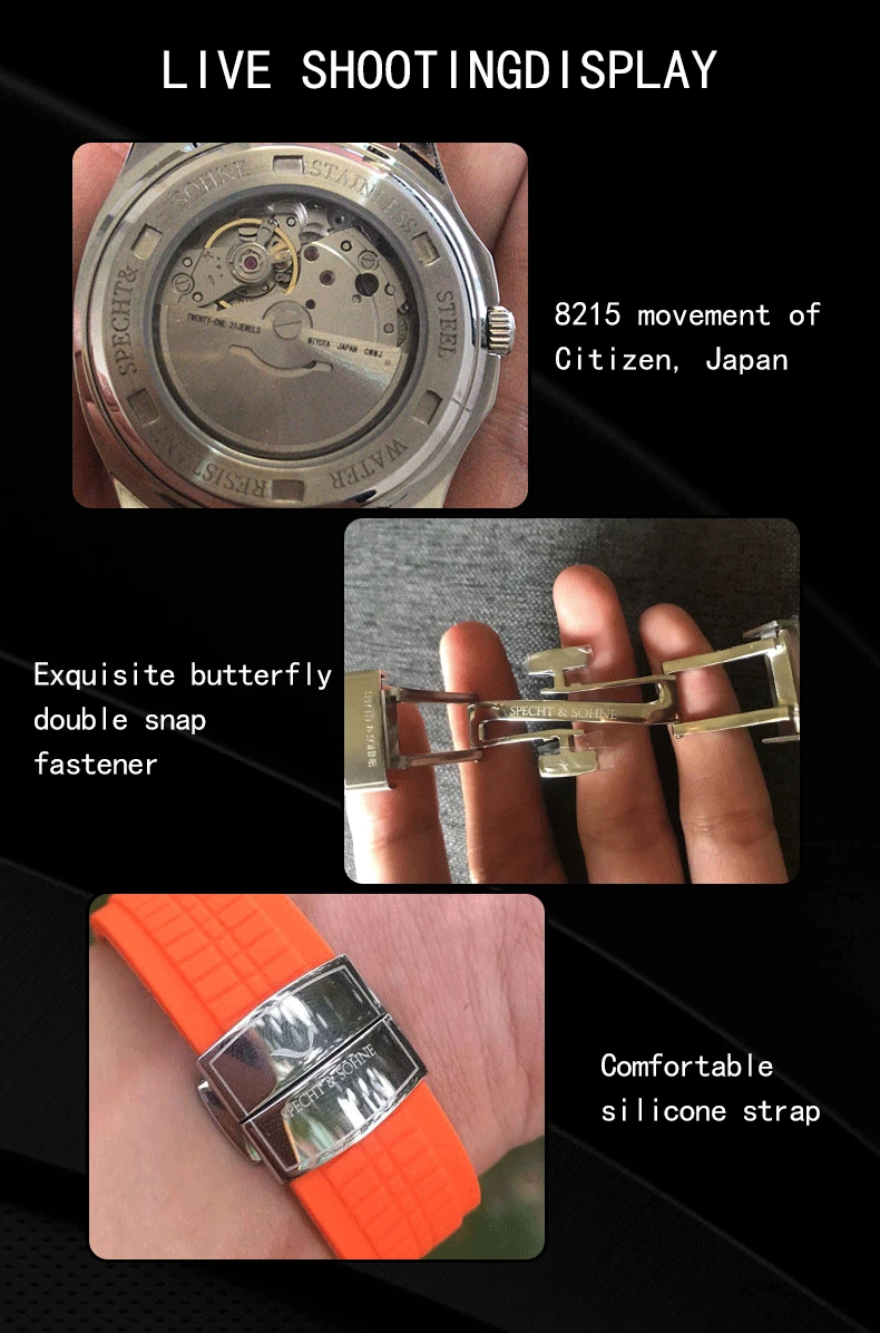 2022 Specht&ampSohne High Qualuty Mechanical Automatic Watch Japan Miyota 8215 Movement Sports Wristwatches Luminous Waterproof | Наручные