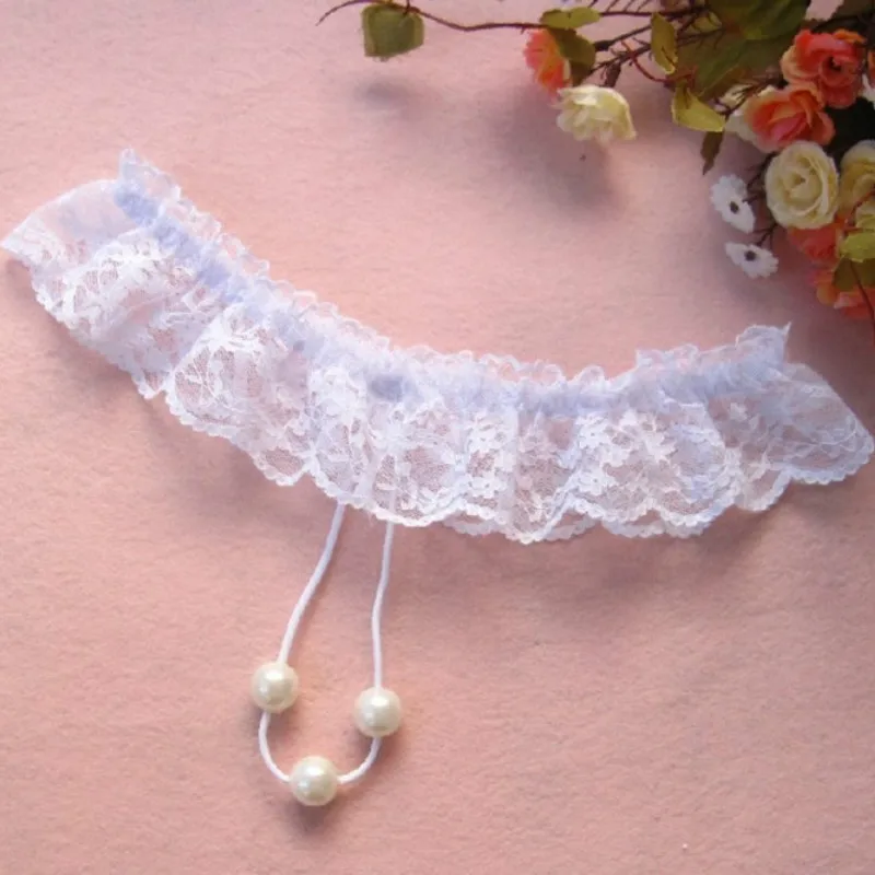 Laides модные кружевные стринги с жемчугом женское нижнее белье массажное