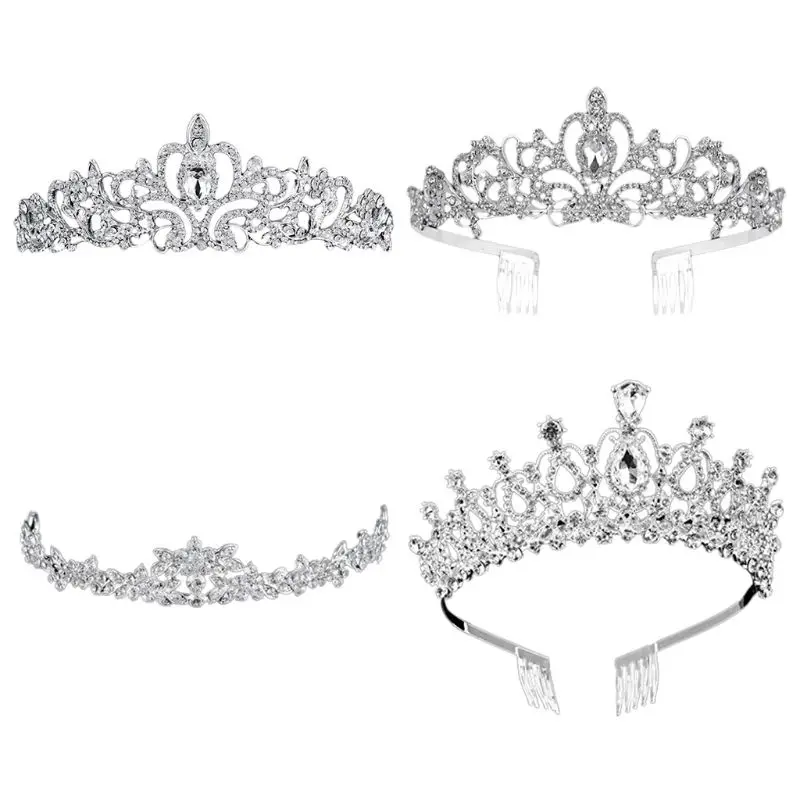 

Women Kids Tiara Crowns with Comb Pins Imitation Crystal Glitter Rhinestone Headband Wedding Bridal Prom Party Jewelry Headpiece