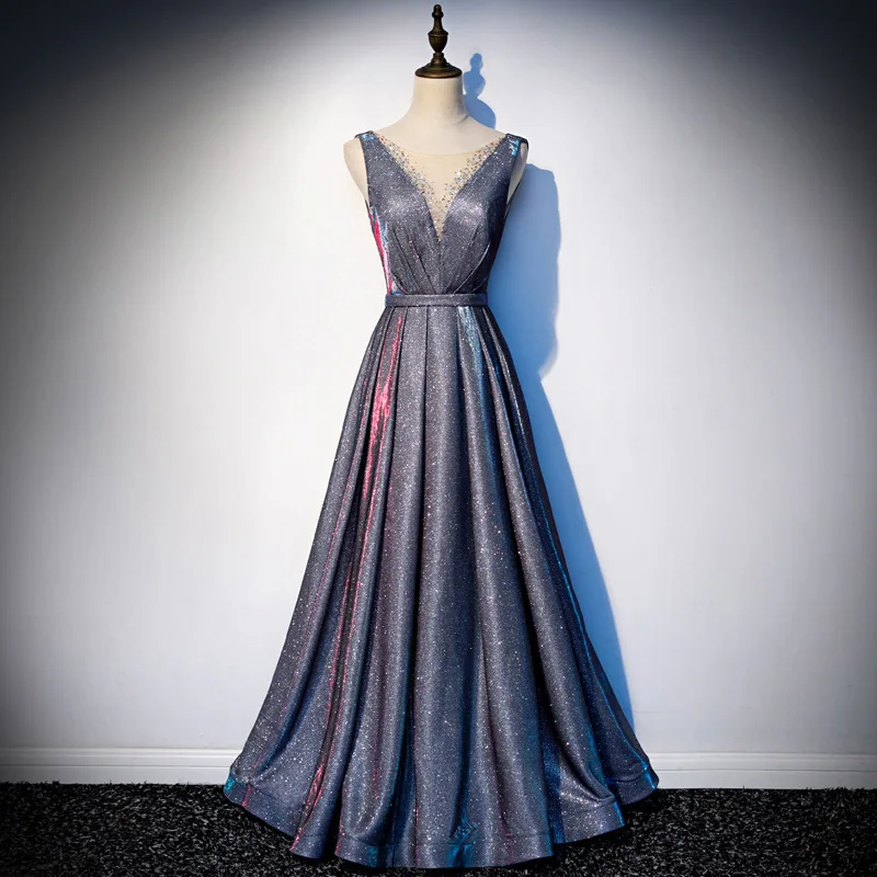 

vestidos dress Sexy A line Prom Dresses 2020 V neck Lace Up Party Gown Beading Sequined Formal Dress Evening Dresses LE40806