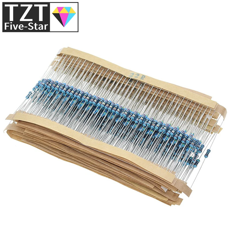 Комплект металлических пленочных резисторов 600 шт./лот 1/4 Вт набор 1% в