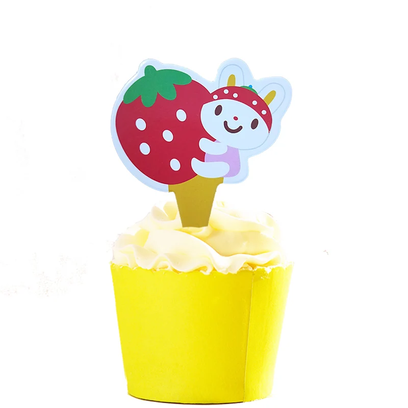 50 шт. милые кролики клубника бумажный кекс Топпер на день рождения Свадебная