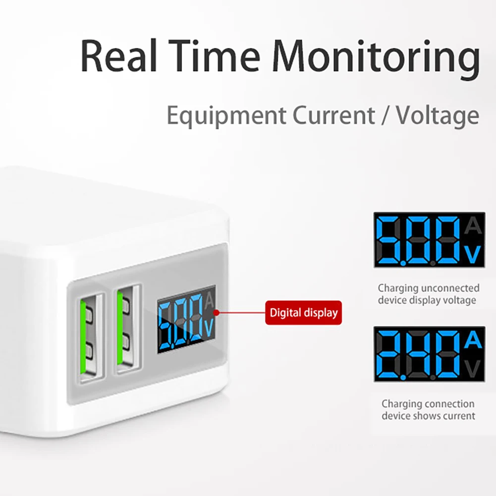 Цифровое зарядное устройство со светодиодной подсветкой USB-зарядное с
