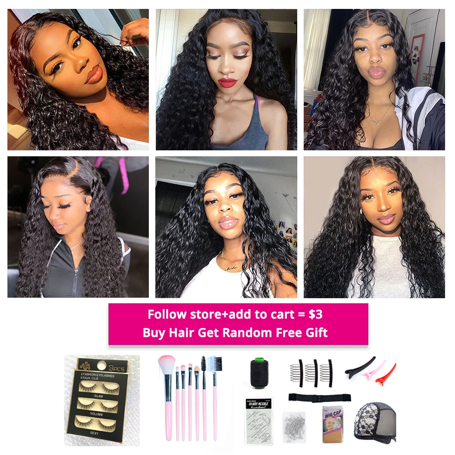 

Deep Wave 4x4 Lace Closure Human Hair Wig Brazilian Remy Hair Natural Color Pre-plucked Long 10-30 Inch Wig For Women MYLOCKME