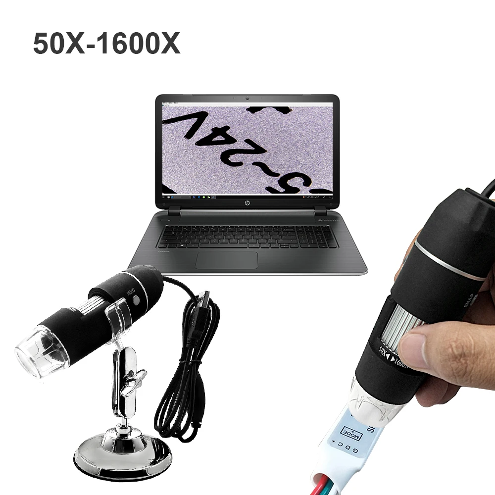 Цифровой микроскоп 50X-1600X с 8 светодиосветодиодный USB увеличительное стекло