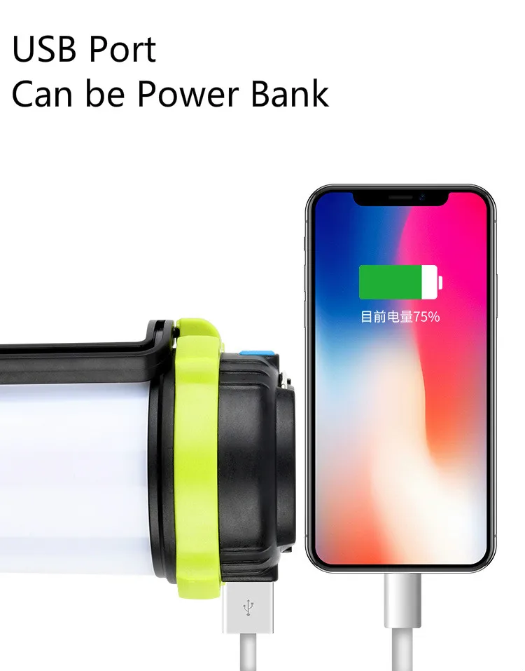 

Outdoor Power Bank Hiking Brightest USB Rechargeable LED Flashlight Camping Lantern for Emergency