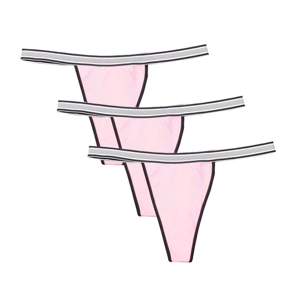 3 Pink Бразильский стиль, хлопковые трусики-стринги, женское нижнее белье, v-образный вырез, стринги, танга, горячие девушки, мини трусики, сексуальное нижнее белье, 3 шт./лот - Цвет: 3 Pink