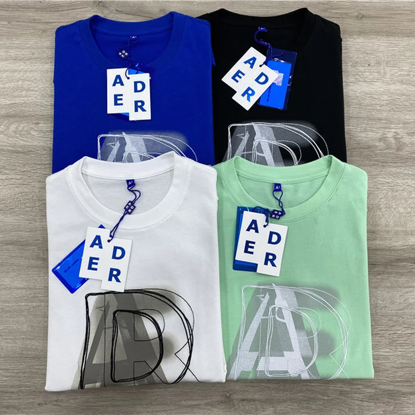 

Футболка с надписью «ошибка» для мужчин и женщин, Высококачественная креативная двойная футболка с вышивкой логотипа Adererror 1:1, топы с коротк...