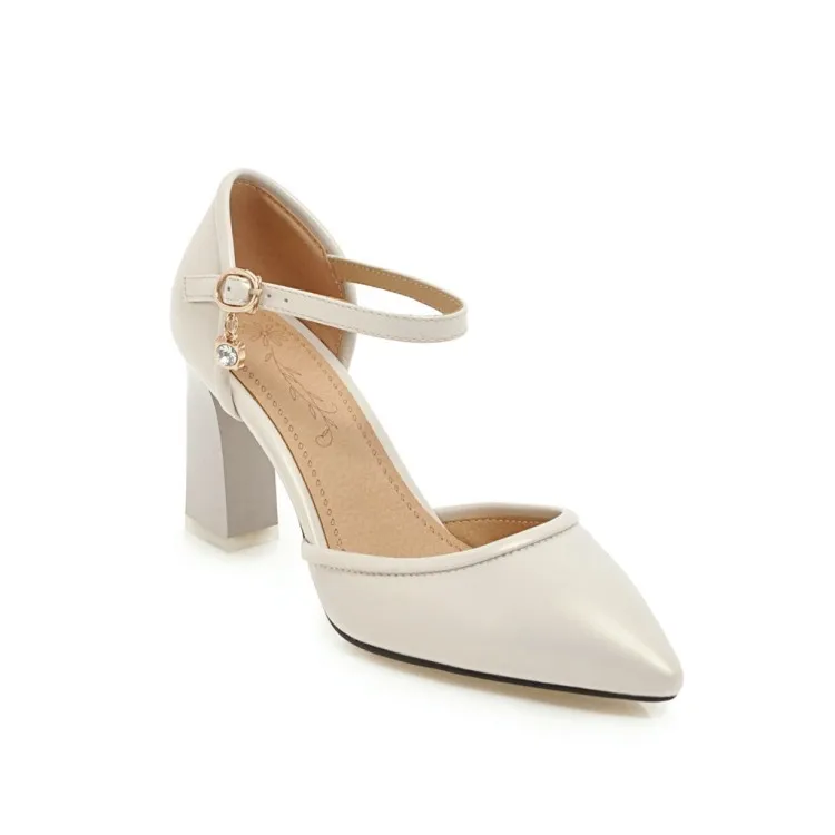 Сандалии женские на высоком каблуке летние туфли с заостренным носком толстые