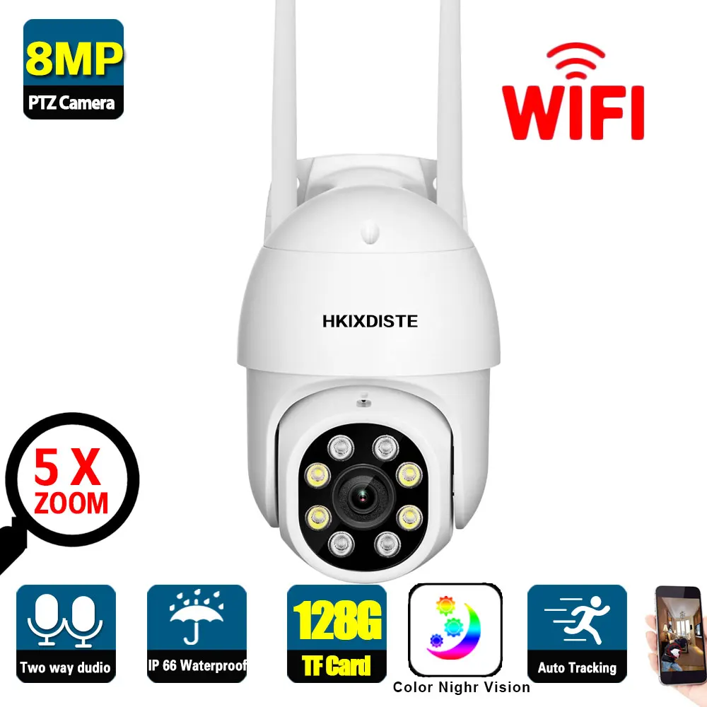 

Full Color Night Vision Security Cameras Wireless Outdoor 4K Wifi CCTV IP Camera 8MP 2 Way Audio Video Surveillance Cam H.265