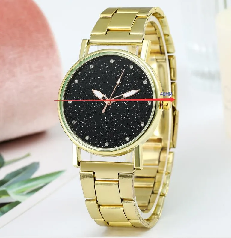 

Ladies Watch Fashion Shiny Quartz Watch Beautiful Gold Multicolor Stainless Steel Mesh Ladies Watch Reloj Mujer 6*