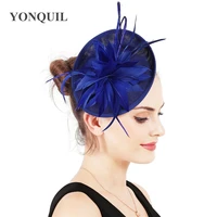 royal racing millinery feather sinamay fascinator hat wedding headwear imitation linen church cocktail hat derby hair accessory