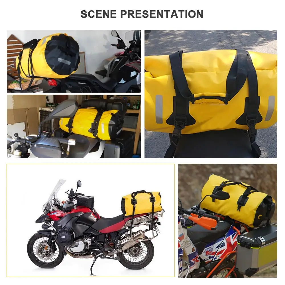 

Motorcycle Bags Motorcycle Waterproof Tail Bag Travel Outdoor Dry Luggage Roll Pack Bag 40/60/80L Motorbike Luggage Backpack