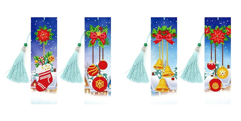 

Diamond Painting Bookmark 5D DIY Shaped Diamond Art Leather Tassel Bookmark Diamond Embroidery Cross Stitch Christmas Gift