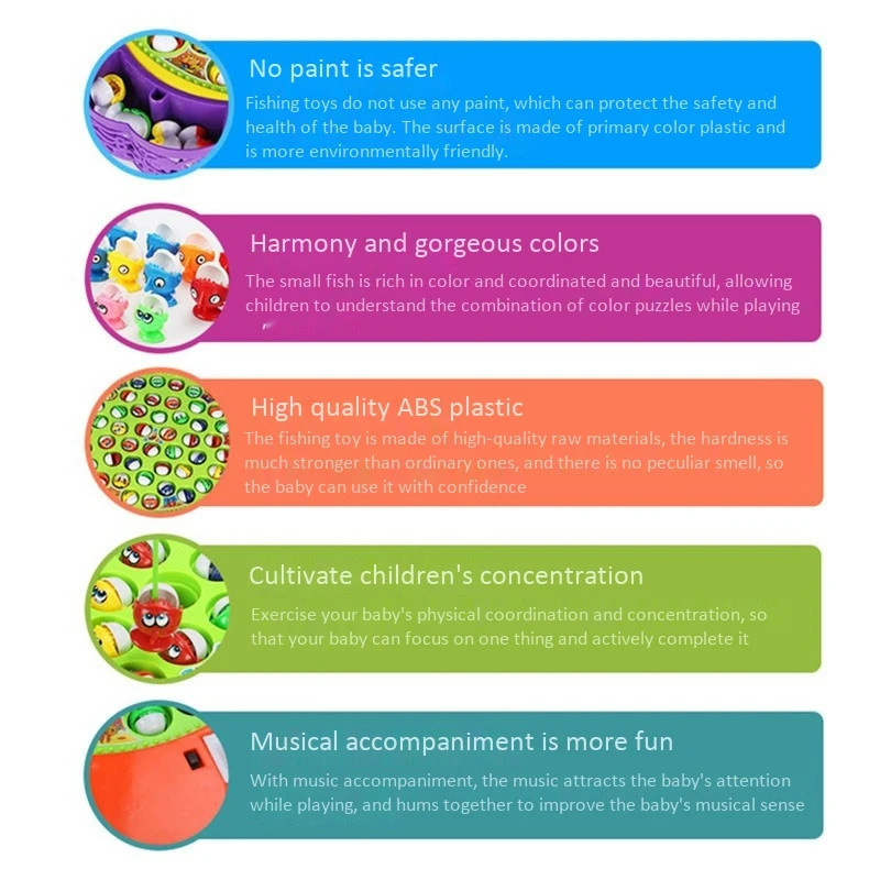 

Kids Fishing Toys Electric Rotating Fishing Play Game Musical Fish Plate Set Magnetic Outdoor Sports Toys for Children