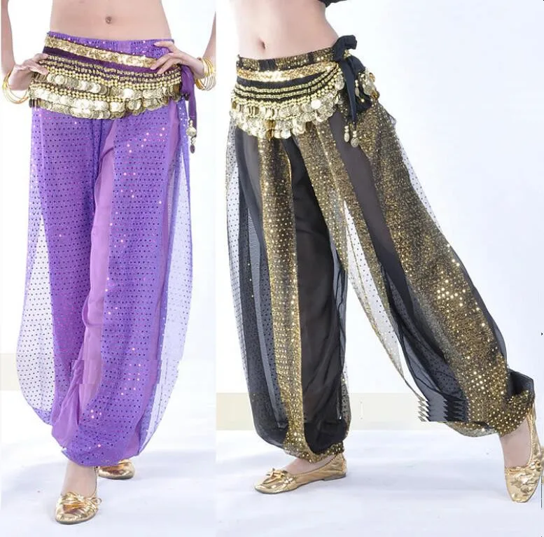 Шаровары для танца живота брюки шаровары в арабском стиле Хэллоуина Блестящие