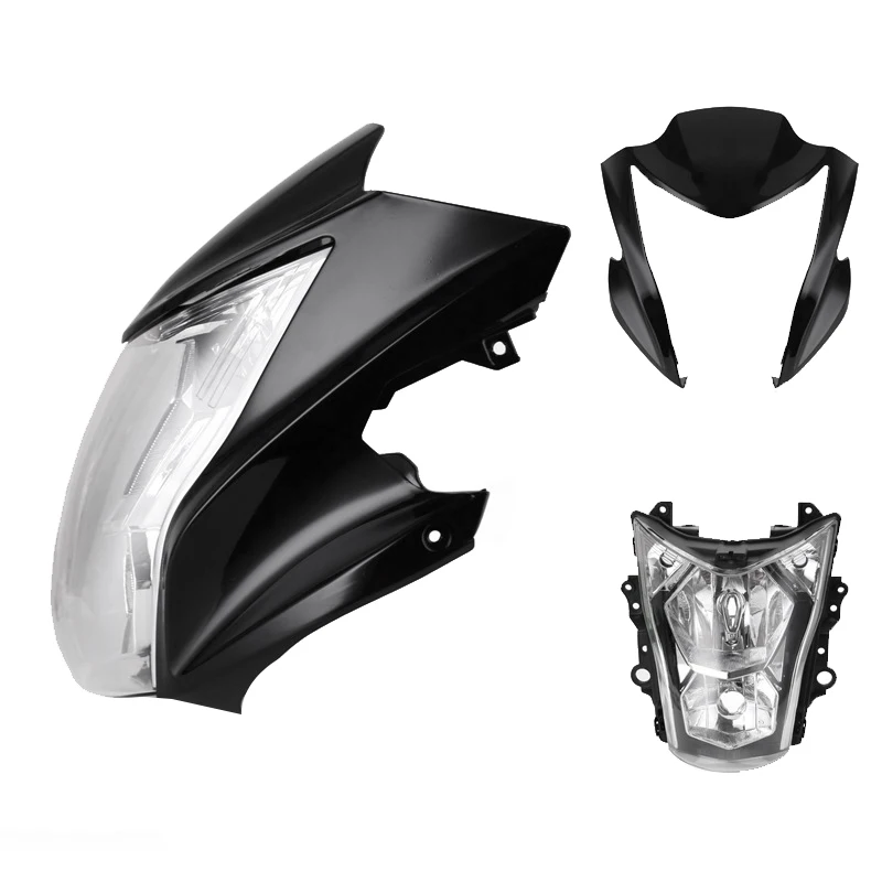 

Motorcycle Headlight Assembly Head Light Lamp Dirt Bike Fairing Mask Black for Kawasaki ER-6N 2012 13 14 15 2016